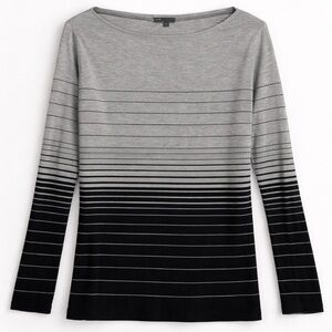 Vince Gray and Black Ombre Striped Long Sleeve Top